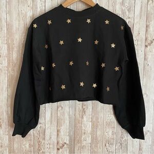 Beach Riot Long Sleeve Cropped Star Print Pullover Top Size Small